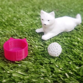 Cat with Bowl and Ball